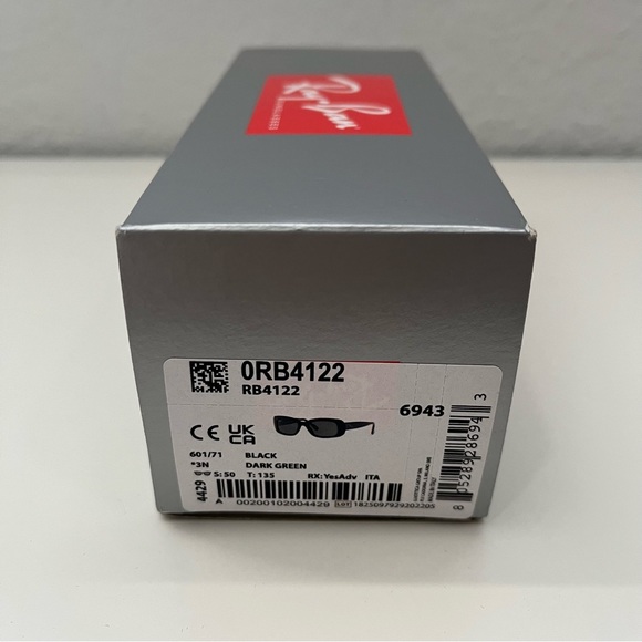 Sold on Depop - Ray-Ban RB4122 Black Rectangular Sunglasses w Green Lenses - Picture 11 of 11